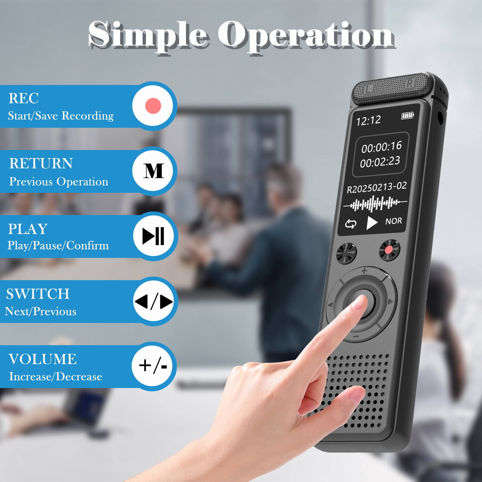 RONY Upgraded 128GB Digital Voice Recorder: 9000 Hours Voice Activated Recording Device with Playback Password MP3 Player for Lectures Meetings Interviews Calls