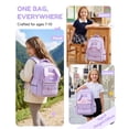 thumbnail image 6 of Girls School Backpack for Grades 1-3,Lightweight Water-Repellent Bookbag with 3D Bunny Ears,School Bag with Reflective Stripes,Purple, 6 of 7