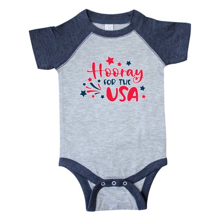 

Inktastic 4th of July Hooray for the USA with Red and Blue Stars Gift Baby Boy or Baby Girl Bodysuit