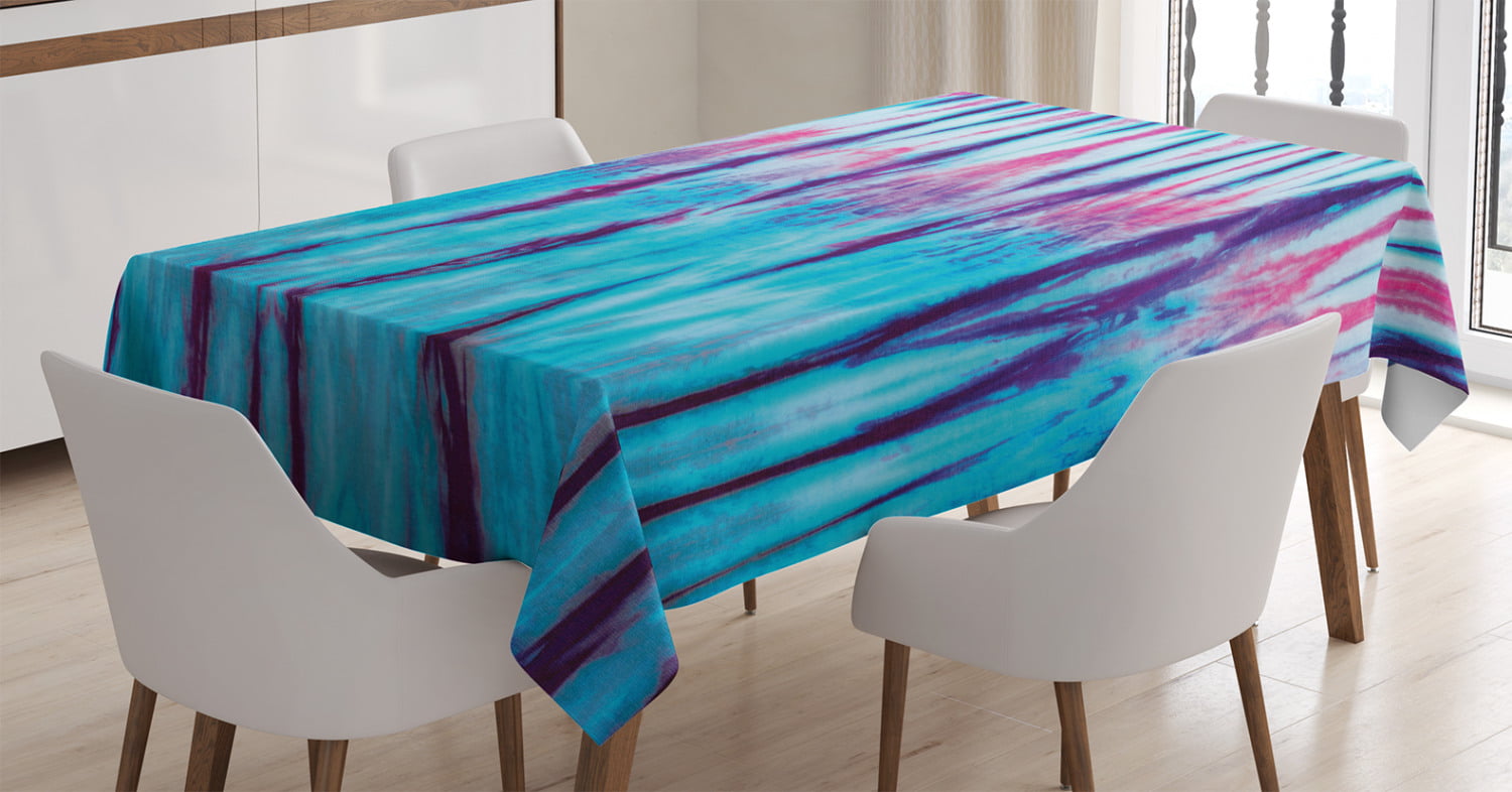Tie Dye Decor Tablecloth, Close Up Vertical Gradient Tie Dye Figures ...