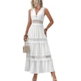 thumbnail image 3 of Women'S Dress Guipure Lace Insert Ruffle Hem Dress Dress for Women White XL, 3 of 9
