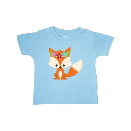 

Inktastic Spring Animals Cute Fox Fox With Flowers Gift Baby Boy or Baby Girl T-Shirt