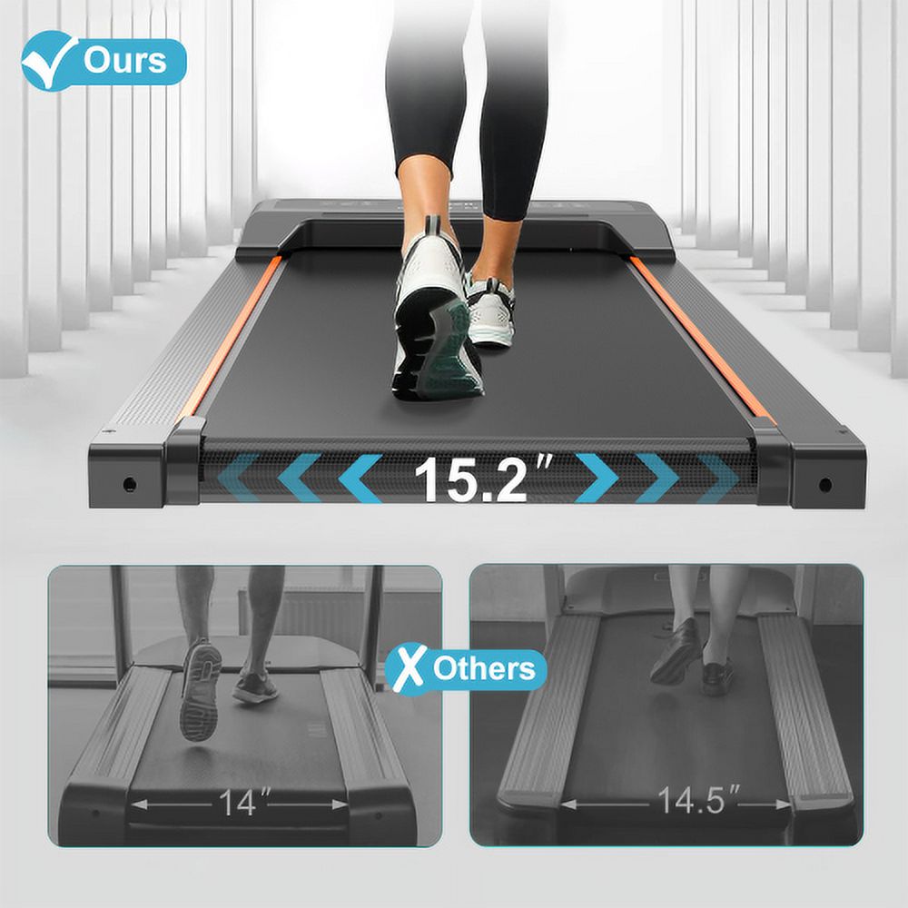 Walking Pad Treadmill, Under Desk Portable w/ Remote & LED Display, 2.5HP Motor 260LBS Capacity, Quiet Space Saving Fitness Equipment for Home Office, Black