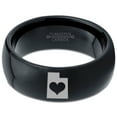 thumbnail image 2 of Tungsten Utah The Beehive State Heart Band Ring 8mm Men Women Comfort Fit Black Dome Polished, 2 of 4