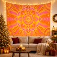 thumbnail image 3 of Orange Sunburst Mandala on Pink Wavy Background, Joyful Boho for Meditation Enthusiasts, Mandala Wall Art, Housewarming Gift, Tapestry Wall Hanging for Bedroom and Dorm, 3 of 7