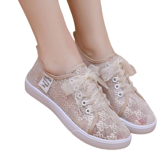 Willtoo Summer Casual Shoes for Women,Lace Mesh Upper with Lace Up Walking Shoes,Lightweight Breathable Comfortable Footwear