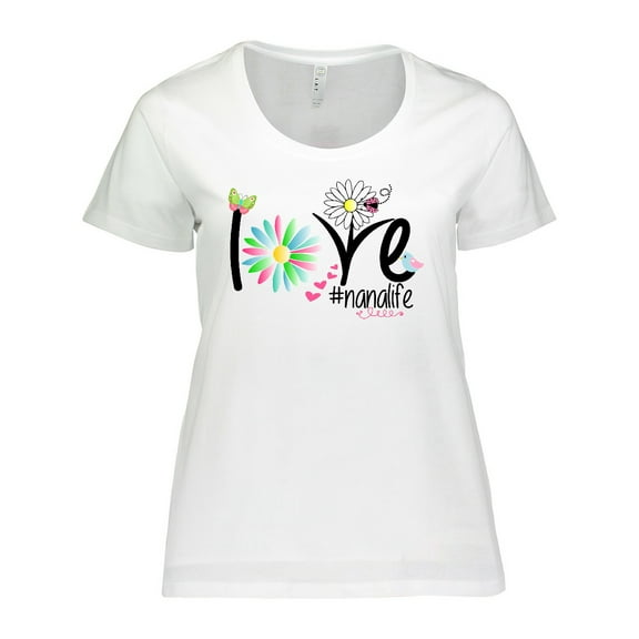 Inktastic Love Nana Life with Flowers Women's Plus Size T-Shirt