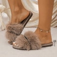 thumbnail image 6 of uublik Indoor Fuzzy Slippers for Women Winter Indoor House Shoes Comfortable Couple Home Footwear, Khaki, 6 of 7
