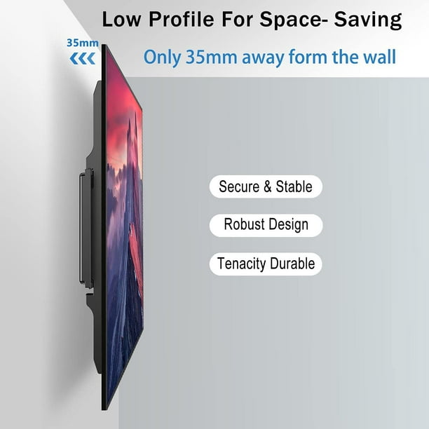 GLWIXY Support de montage mural fixe pour téléviseurs LCD O de 42 à 85  pouces, support mural ultra fin pour montants en bois de 16 18 24 , 