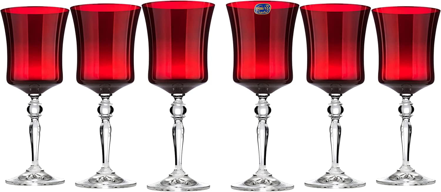 Colored Red Bohemian Wine Glasses // Set of 6 - The Crystal Wonderland -  Touch of Modern