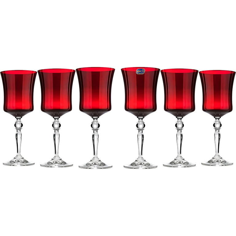 2 Translucent Ocean Blue Water Goblet Clear Stem Wine Glasses