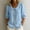 Light Blue women 3/4 sleeve blouse a1, variant on Women Summer 3/4 Sleeve Button Down Blouse Eyelet Lace Trim Casual Basic Top Solid Fashion Work Office Vacation Clothes, Light Blue 2XL