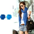 thumbnail image 3 of Womens Wrinkle Free Blue Scarf and Shawl, Ready to Wear, 3 of 3