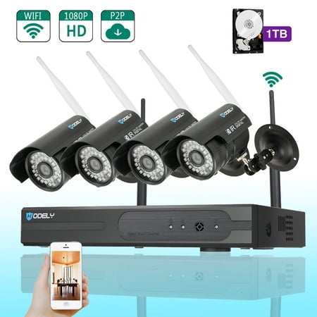 FeelGlad  8CH 960P NVR Wifi Set 720P 3.6mm 36-LED Waterproof IP Camera US Plug and 1TB HDD - Wireless Surveillance Security Camera - Digital Video Recorder Support iPhone Android