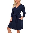 thumbnail image 3 of MINTREUS Women Kimono Robes Short Robe Soft Knit Sleepwear Homewear Knit Spa Bathrobe, 3 of 6