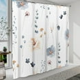 thumbnail image 2 of Shower Curtain Watercolor Flower Shower Curtain Sets - Spring Blue Beige Floral Plant Shower Curtains for Bathroom Washable，Fabric Modern Polyester with Hooks，84 x 72, 2 of 6
