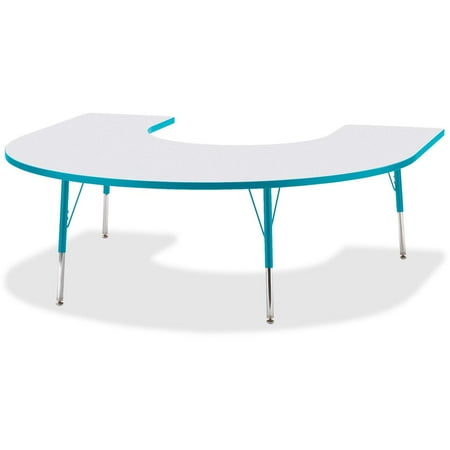 Jonti-Craft Berries Prism Horseshoe Student Table - Laminated Horseshoe-shaped, Teal Top - Four Leg Base - 4 Legs - Adjustable Height - 24" to 31" Adjustment - 66" Table Top Length x 60" Table Top...