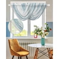 thumbnail image 3 of Waterfall Valances for Windows, White Blue Ombre Stripe Kitchen Sheer Valance Curtains, Modern Abstract Moire Waves Rod Pocket Elegant Swag Valances for Living Room Bedroom, 47.2"x38.5", 3 Panel, 3 of 8