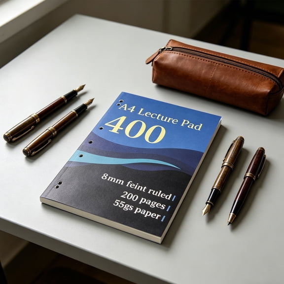 Ruled Lecture 200 Pages Loose Writing Notebook 8mm Feint Ruled 55gsm Paper 180° Flat Lay Notepad For ,A4 Thickened 200 Pages Thin Crispy Notebook Blue