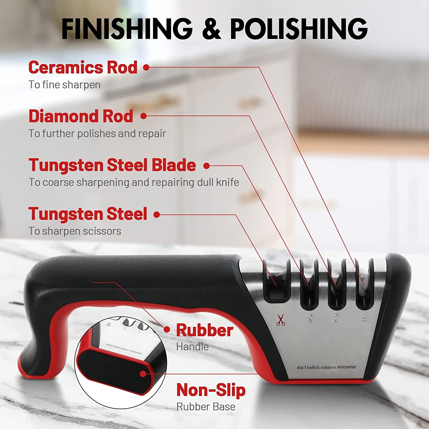 Clerance! 4-in-1, 3-Stage Best Knife Sharpener for Hunting, Heavy