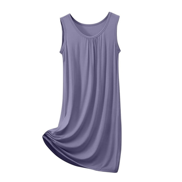 Huaizzzy Chemise de Nuit d'Été pour Femmes Chemise de Nuit Confortable Col Rond Sans Manches Robe de Maison Vêtements de Détente Basiques pour Femmes Chemises de Nuit pour Femmes Chemise de Nuit Manches Courtes Bouton