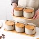 thumbnail image 4 of Tarro de Condimentos de Arcilla Estilo Japonés con Tapa de Bambú y Cuchara, para Cocina, Azúcar, Sal y , 1 Unidad., 4 of 5