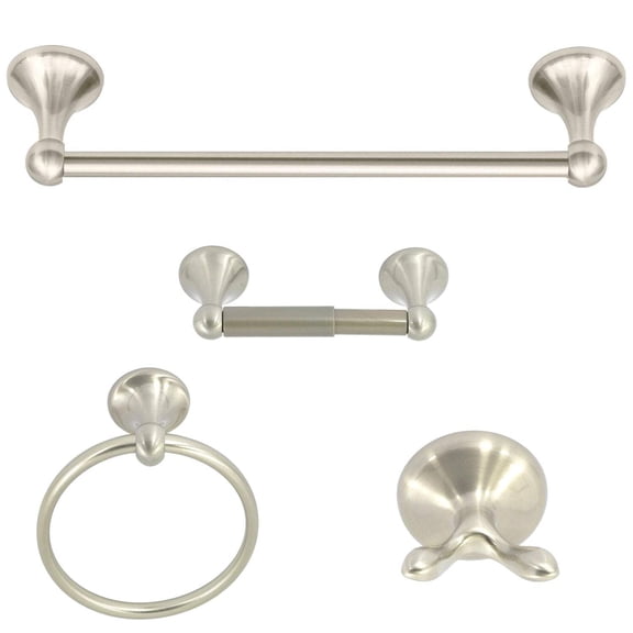 Nuk3y Vista 4-Piece Bathroom Hardware Accessory Set with 24" Towel Bar