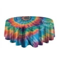 thumbnail image 5 of Colorful Rainbow Tie Dye Spiral Pattern Round Tablecloth 60"x60",Wrinkle Wipeable Table Cloth for Kitchen Dining Room Picnic Patio Party, 5 of 6