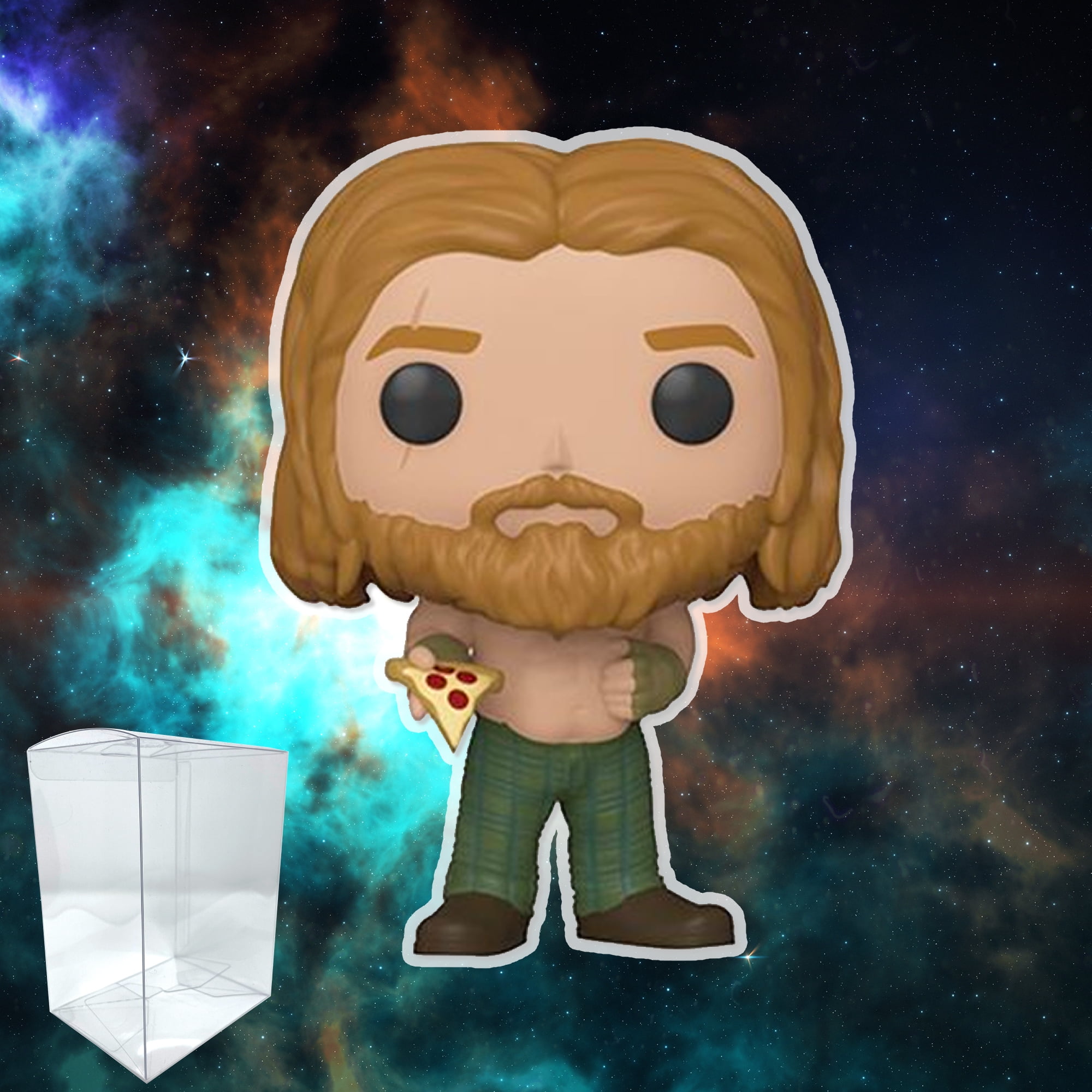 Thor with Pizza Funko Pop with Protector Bundle - Includes Avengers: Endgame Thor with Pizza #578 Vinyl Figure with Blue Salamander Emporium Plastic Protector Case