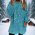 thumbnail image 2 of Long Sleeve Shirts for Women Flannel Winter Warm Crewneck Graphic Printed Tops Casual Loose Pullover Top with Pockets (XL, Blue), 2 of 9