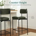 thumbnail image 6 of Best Choice Products Set of 3, Armless Counter Height Bar Stools, Modern PU Faux Leather Stools - Moss Green, 6 of 10