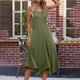 thumbnail image 3 of Mrat Womens Dresses Short Sleeve V Neck Drawstring Casual Ruffle A-Line Mini Dress Womens Spring Dresses S-129 Army-Green S, 3 of 8