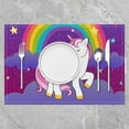 thumbnail image 2 of Girls Unicorn Placemats 12x18, Kawaii Cute Unicorn Print Wipeable Table Mats for Kids Boys Girls Cartoon Horse Scratch Proof 4Pcs Place Mats Galaxy Stars Magical Unicorn Meal Mats for Kitchen, Purple, 2 of 4