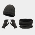 thumbnail image 2 of MIASHUI Women's Scarf, Hat, and Gloves Three-Piece Set Winter Outdoor Riding Skiing Cold Protection Solid Color Knit Hat Warm Set Grey, 2 of 9