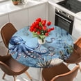 thumbnail image 2 of Octopus Round Tablecloth 55-60 Inch Round Fitted Table Cloth with Elastic Edge, Blue Ocean Coastal Starfish Shell Coral Retro Waterproof Table Cover Protector for Outdoor Picnic Party Dining, 2 of 6