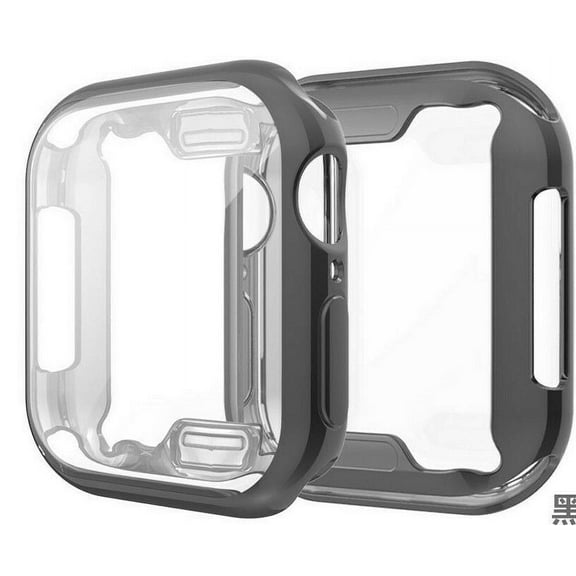 [2-PACK] Apple Watch Series 5 (44mm) / Series 4 (44mm) Case, Clear TPU Flexible Cover Armor, Anti-Shock [Black Frame]