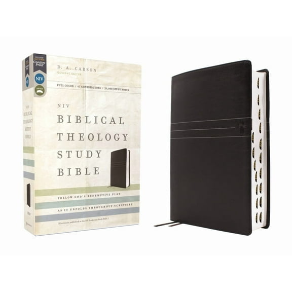 Niv, Biblical Theology Study Bible (Trace the Themes of Scripture), Leathersoft, Black, Thumb Indexed, Comfort Print: Fo, (Hardcover)