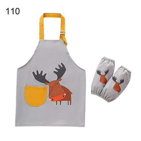 1 Set Animal Pattern Kids Apron With Sleevelet Polyester Playing Games  Children Garden Apron For Cleaning