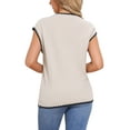 thumbnail image 3 of INSPIRE CHIC Women's Vest V Neck School Uniform Contrast Color Sleeveless Knit Pullover Tops XL Khaki, 3 of 6