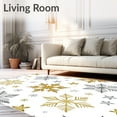 thumbnail image 2 of Flatwoven High Traffic Area Rug, Elegant Snowflake Festive Holiday Sparkling Winter Decoration, Non Slip, Stain Resistant, Washable Area Rugs for Living Room, Bedroom(Gold, 4X6), 2 of 8