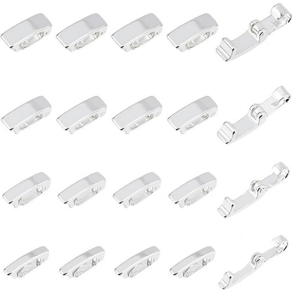 40Pcs 4 Sizes Fold Over Clasps Brass Bracelet Necklace Extender 925 Sterling Silver Plated Jewelry Clasps Closure End Caps for Jewelry Making 10x1.8-3x4mm Silver