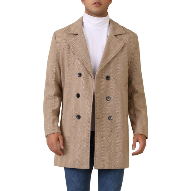 Abrigos de invierno de doble botonadura INSPIRE CHIC para hombres con cuello de muesca de espiga