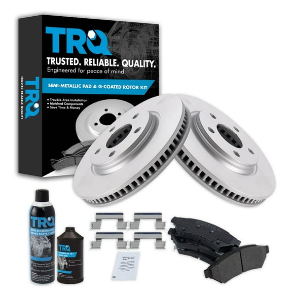 TRQ Front Metallic Brake Pad & Coated Rotor Kit w/Fluids for LaCrosse Grand Prix BKA23786