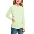 thumbnail image 5 of Dagugfen Athletic Tops for Teens Crew Neck Long Sleeve Breathable Quick Drying Outdoor Workout Casual Tops(6-7 Years,Green), 5 of 9