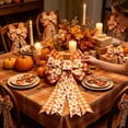 thumbnail image 6 of Fall Harvest Season Thanksgiving Bow Wreath Accessory Vintage Plaid Pumpkin Maple Leaf Ribbon Bow Indoor Fall Home Decoration, 6 of 6
