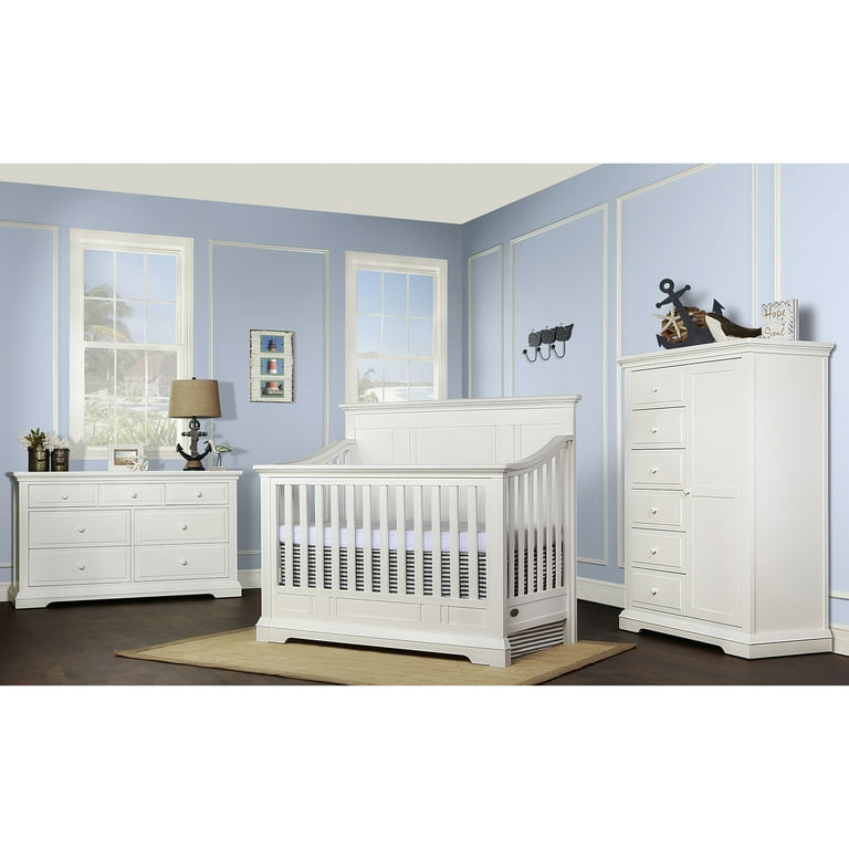 Evolur Parker 5 in 1 Convertible Crib Winter White