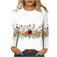 thumbnail image 2 of Byworldtasic Women's Oversize Long Sleeve Tops Women's 3/4 Length Sleeve Pullover T-shirts Round Neck Lightweight Breathable Blouses Flower Print Tops Multicolor, 2 of 3