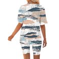 thumbnail image 4 of Weiqiqre 2 Piece Sets for Women Summer 2 Piece Beach Outfits Printed Short Sleeve Tops Lounge Shorts Casual Tracksuit Set, 4 of 5