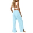 thumbnail image 4 of Admvng Women's Cotton Pants Elastic Waist Summer Casual Straight Leg Trousers with Pockets, 4 of 9