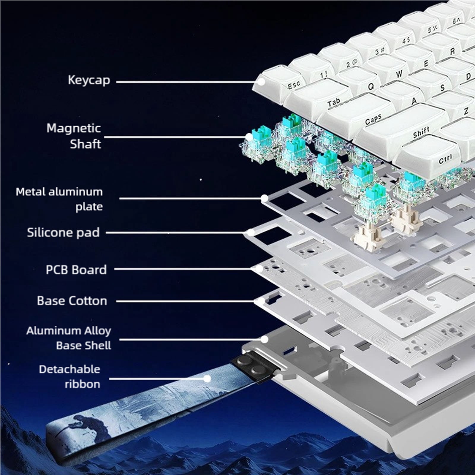 Professional Switches Keyboards 61Keys Ergonomic Layout Adjustable RGBs Backlit For